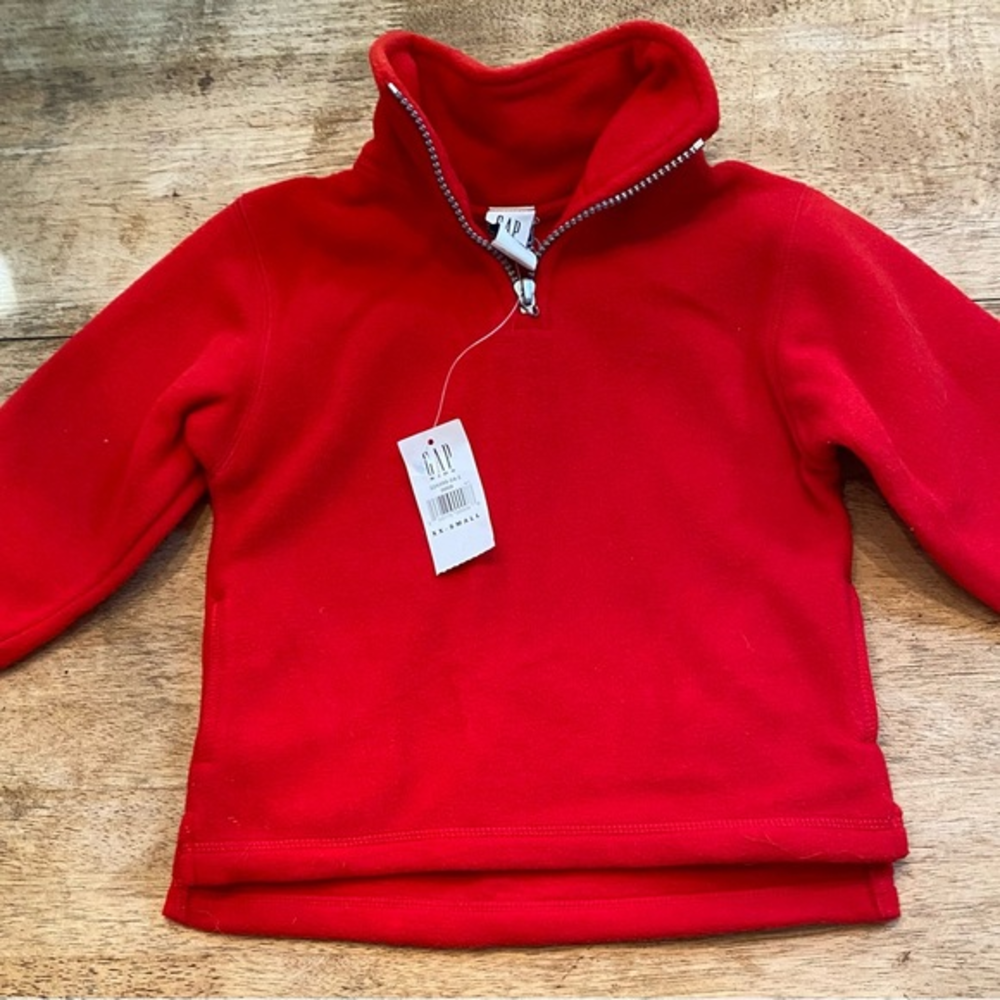 VintageWT Gap Kids Unisex XXS Red Quarter Zip‎ Fleece Pullover